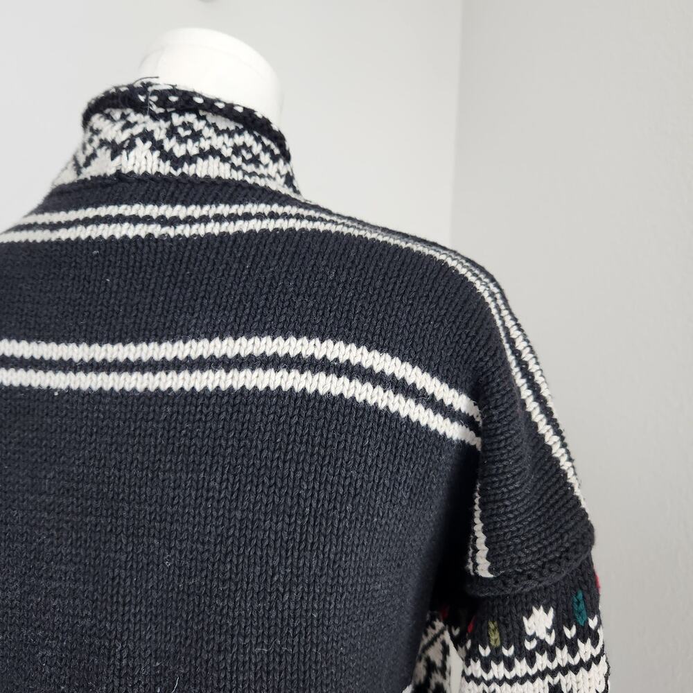 Vintage 90s Express Tricot Knit Sweater Floral Fair Isle Mock Neck M - Picture 8 of 10